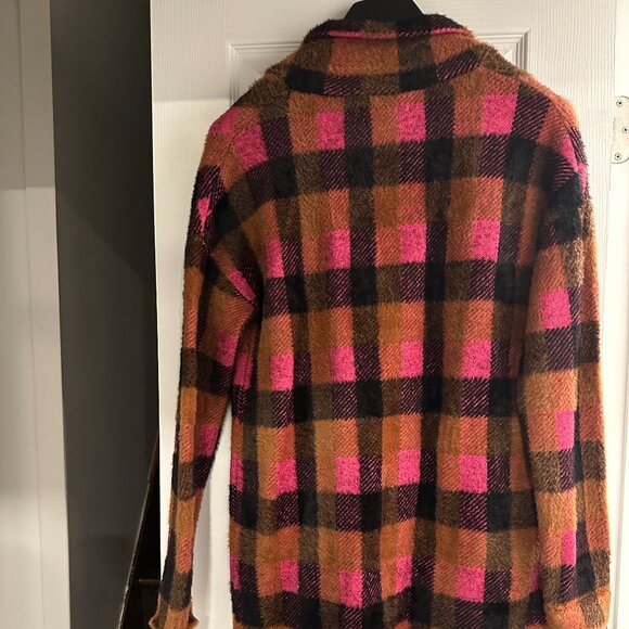 NVLT Checked Plaid Double Breasted Coatigan Jacket Coat Cardigan - Picture 10 of 13
